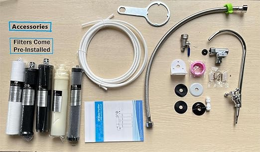 PaniFlow, Water Filter System, 5 Stages Ultrafiltration Water Purifier for Sink, Pur Water Filter, 90 L/H, Tankless Instant Water Purifier for House, Filter Replacement Indicator (Stainless Steel)