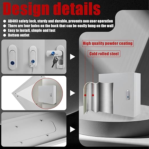 Electrical Box 16 x 16 x 6 Inch Indoor Outdoor Electrical Enclosure Box Steel Junction Box Wall Mounted Universal Electrical Project Box with Safety Locks and Mounting Plates