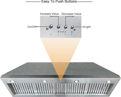 CT Copper Tailor Sloped Copper Vent Hood Island Mount,60'' W,36''H,1260 CFM Exhaust Fan,Stainless Steel Vent,LED Light,Dishwasher-Safe Baffle Filters,VH8TR1