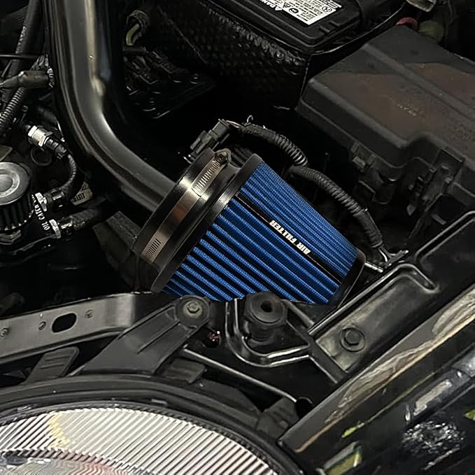 3" 3.5" 4" Inlet Car Replacement Cold Air Intake Filter 76mm 89mm 102mm 3 Sizes in 1 High Flow Performance Cone Air Filter (Blue)