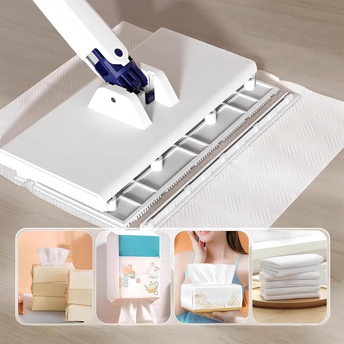 Flat Mop - Reusable Scrubber Cleaning Tools, Dust Cleaner Flat Mop For Kitchen Bathroom Tile Car Apartment Living Room Bedroom Glass Ceiling Pet Hair