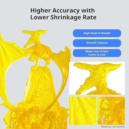 ANYCUBIC ABS-Like Resin 3.0, Upgraded 14K 3D Printer Resin with Enhanced Strength and Toughness, High Precision, Low Odor, Wide Compatibility for All LCD Resin 3D Printers (Clear Yellow, 1kg)