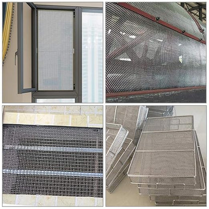 TIMESETL 2 Pack 304 Stainless Steel Woven Wire 8 Mesh, 12"x24"(30cmx60cm) Cabinets Wire Mesh Garden Guard Screen Metal Security Mesh Window Screen Mesh Net