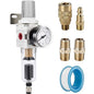 NANPU 1/4" NPT Compressed Air Filter Regulator Combo Piggyback, 5 Micron Brass Element, Poly Bowl, Semi-Auto Drain, Metal Bracket, 0-150 psi Gauge