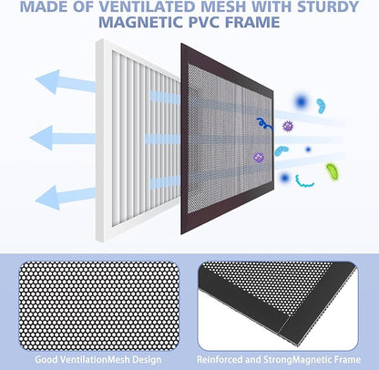 8 Pack Strong Magnetic Floor Vent Cover - PVC Mesh Register for Wall Ceiling Floor Catch Debris Hair Insect (Black, 4 x 10 Inch)