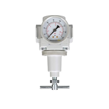 PneumaticPlus SAR Series T-Handle Compressed Air Regulators - NPT Thread Sizes, T-Handle, Gauge & Bracket Included (3/4" NPT)