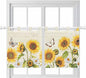 Farm Sunflowers Kitchen Curtains 36 Inch Length, Small Window Curtains Tab Top, Retro Flowers Butterfly Botanical Beige Light Filtering Short Window Treatments Tier Drapes 27.5"x36" 2 Panel