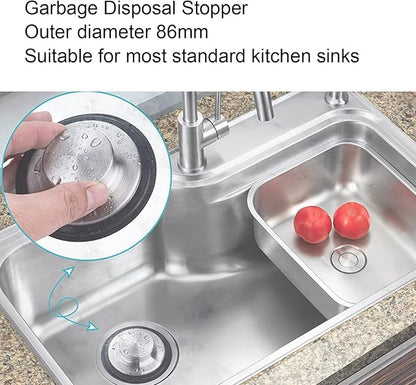 Kitchen Sink Stopper, Odorless Sink Plug Cover, Stainless Steel Garbage Disposal Stopper, Stopper for Sink Drain Filter, Fine Production Process, 86mm Outer Diameter