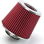 RED 3.5" 89 mm Inlet Cold Air INTAKE Cone Replacement Performance Washable Clamp-On Dry Air Filter