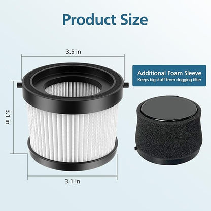 DCV501HB DCV5011H HEPA Vacuum Filter Compatible with DEWALT DCV501HB 20V Vacuum Cordless Handheld Vacuum, 4 Packs Vacuum Filter with 8 Foam Sleeve Filters & 1 Brush