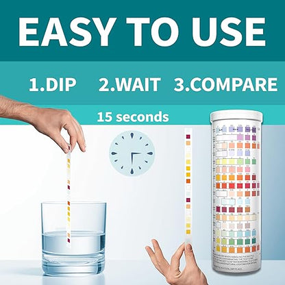 22 in 1 Drinking Water Test Kit 130 Strips - Well, Tap, Home, Swimming Pool, Hot Tub Testing Strip for Flouride, Lead, Hardness, Chlorine, Iron, Copper & More
