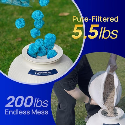 AQUASTRONG Pool Filter Balls for Sand Filter Pump, 5.5 lbs Reusable Sand Filter Balls (Replaces 200 lbs Pool Filter Sand), Efficient Blue Filter Balls for Swimming Pools, Filter Pumps, Aquariums