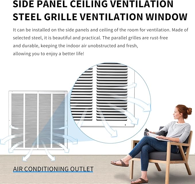24x24 Vent Cover(Duct Opening Size),Air Return Vent Cover,Flat Vent Cover,Rejillas De Aire Acondicionado para Casa,Return Air Grilles,Outer Dimensions:25.75"Wx25.75"H(24"W x 24"H, Duct Opening)