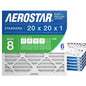 Aerostar 20x20x1 MERV 8 Air Filter, 6 Count, ACTUAL SIZE (19.75 x 19.75 x 0.75), HVAC, Air Conditioning & Furnace Filter Captures Dust, Lint & Pollen (MPR 600 / FPR 5), Made in USA