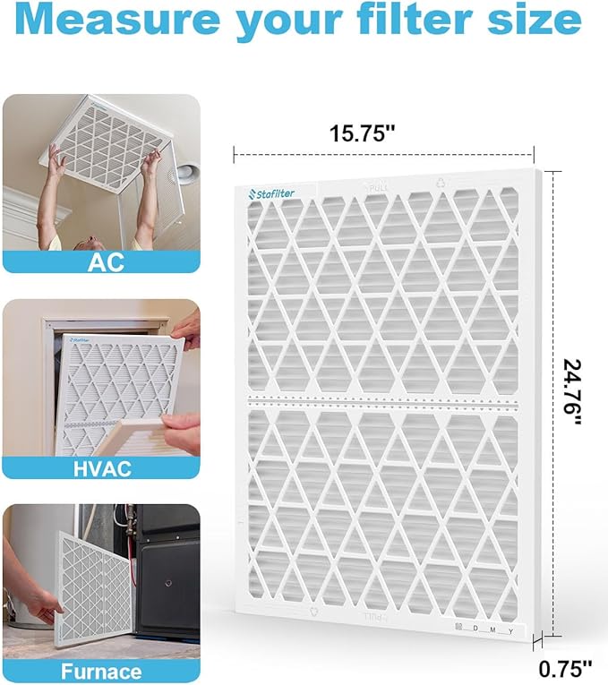 Reusable 16x25x1 Air Filter (MERV 8), 1 Foldable Frame + 6 Refills (Not Individual Filters), Greener HVAC AC Furnace Air Filters MPR 700&FPR 5(Actual Size:15.75"x24.75"x0.75")