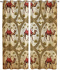 2 Panel Kitchen Cafe Curtains, Brown Desert Camels Sunlight Filtering Nature Air Through, Window Decor Tier Curtains for Living Room 104W x 96L inch Tropical Date Coconut Trees Cords Leaves