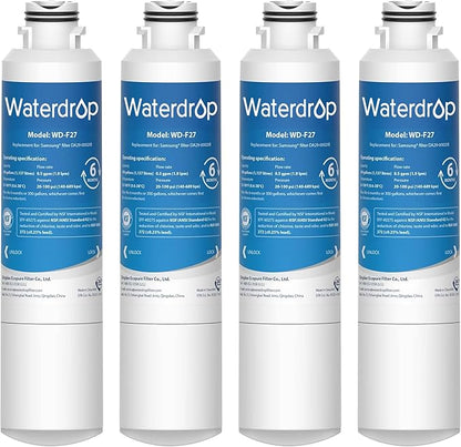 Waterdrop DA29-00020B Replacement for Samsung® Water Filter HAF-CIN/EXP, DA29-00020B, HAF-CIN, DA29-00020B-1, RF28HMEDBSR, RF263BEAESR, RS25J500DSR, RF263TEAESG, HDX FMS-2, DA97-08006A-1, 4 Filters
