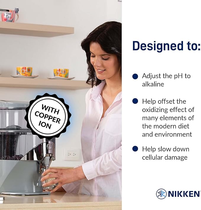 Nikken - PiMag Waterfall System - Advanced Ionic Filtration, Copper Particles, Chlorine & Lead Reduction, pH Balance, Fresh Drinking Water - 1 Unit