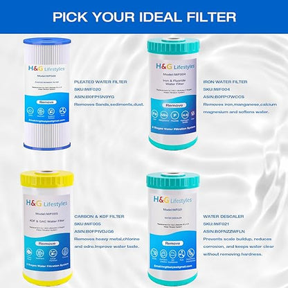 H&G Lifestyles 10" x 4.5" Whole House KDF and Carbon Water Filter, Reduce Chlorine Heavy Metal Improve Water Taste,Compatible with 84637, WPX5BB97P, PC10, 355214-45, 355215-45, WP10BB97P, WP5BB97P