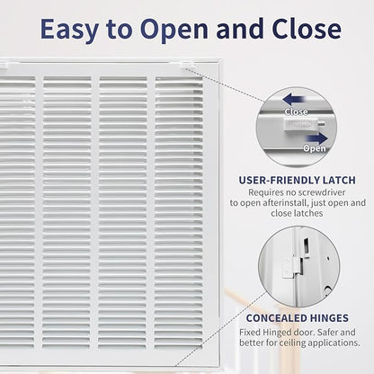 16"W x 20"H [Duct Opening Size] Steel Return Air Filter Grille - Removable Face/Door for 1 inch Filters -HVAC Vent Cover Grill - White [Outer Dimensions: 18 5/8"W X 22 5/8"H]