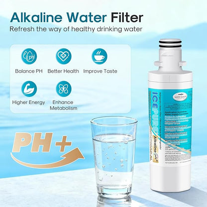ICEPURE Alkaline LT1000PC Refrigerator Water Filter and Air Filter Replacement for LG LT1000P/PC/PCS, Kenmore 9980, ADQ74793501 ADQ74793502 ADQ747935 MDJ64844601 LMXS28626S LT1000, Enhances PH, 2Combo