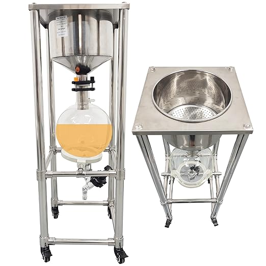 10L Vacuum Filtration System, Negative Pressure Suction Filter with Stainless Steel Buchner Funnel & Glass Filter Flask, Discharge Valve & Brake Casters, for Lab Chemical Industrial Use