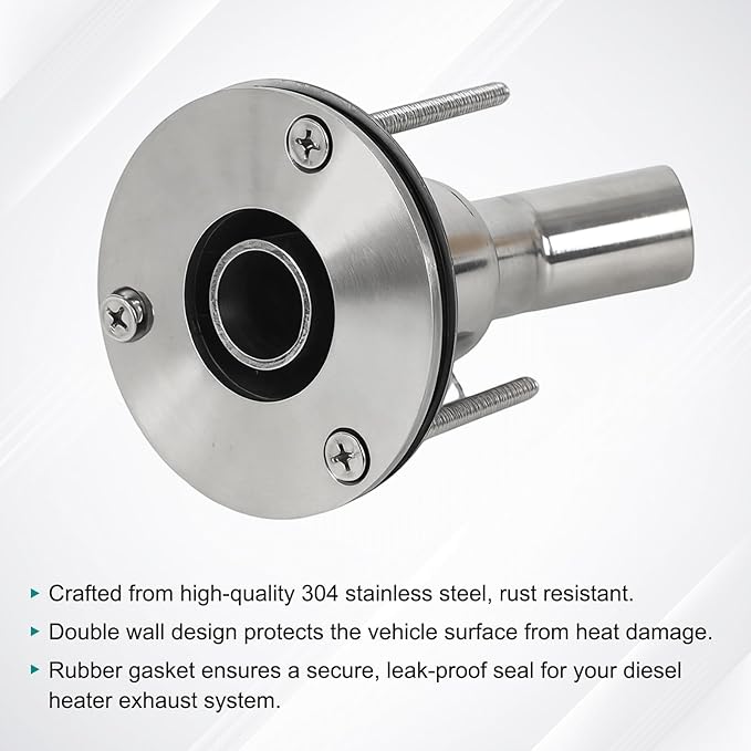 24mm Stainless Steel Exhaust Pipe Air Intake Filter and Pipe Double Wall Through the wall Connector Fitting Exhaust Wall Flange Port Socket for Diesel Parking Heater Install on RV, Greenhouse, Garages