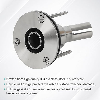 24mm Stainless Steel Exhaust Pipe Air Intake Filter and Pipe Double Wall Through the wall Connector Fitting Exhaust Wall Flange Port Socket for Diesel Parking Heater Install on RV, Greenhouse, Garages