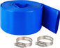 3" x 100 FT Lay Flat Water Pump Discharge Hose, Blue Heavy Duty Reinforced PVC Pool Backwash Hose for Swimming Filter Pump,with 2 Clamp
