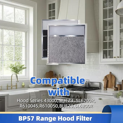BP57 Range Hood Filter with Light Lens 11-3/8 x 11-3/4 In 1-Pack Stove Hood Vent Aluminum Grease Air Filter for Broan-NuTone 43000 Series Kitchen Exhaust Range Hood