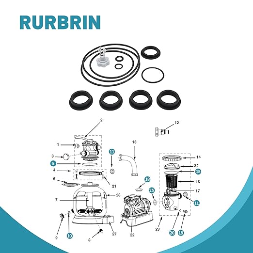 Sand Filter Pump Repair Set Compatible with Intex Sand Filter Pumps, 25013 Air Release Valve & O-Ring Parts (12 PCS)