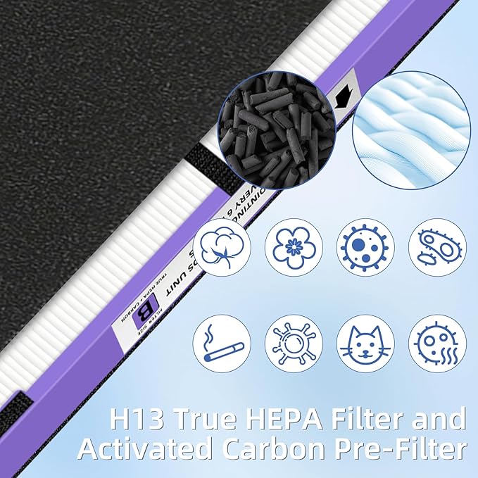 FLT4850PT HEPA Filter B Pet Replacement Compatible with G-GuardianAir Purifier AC4825 AC4825E AC4850PT AC4300 AC4800 AC4900 AC4850,2 H13 True HEPA Filters & 8 Activated Carbon Pre-Filters,#FLT4825