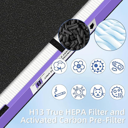 FLT4850PT HEPA Filter B Pet Replacement Compatible with G-GuardianAir Purifier AC4825 AC4825E AC4850PT AC4300 AC4800 AC4900 AC4850,2 H13 True HEPA Filters & 8 Activated Carbon Pre-Filters,#FLT4825