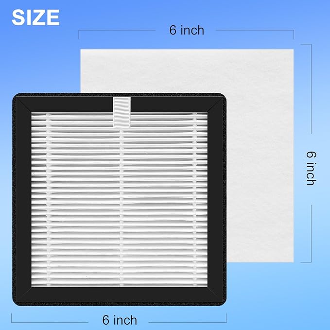 (6”× 6”) H13 Replacement Filter Compatible with KOONE & M-T Solder Fume Extractor,Smoke Purifier, Laser Engraving System Replacement Filter 3x Hepa, 6x Per Filters