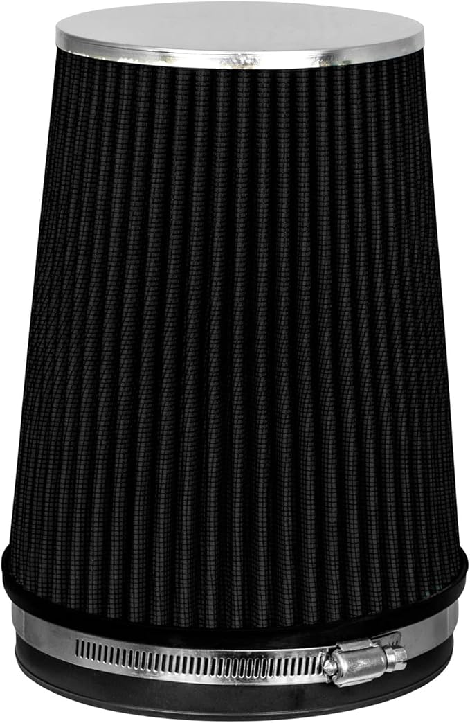 BLACK 6" 152 mm Inlet Truck Air Cone Replacement Performance Washable Clamp-On Dry Air Filter (8" Tall)