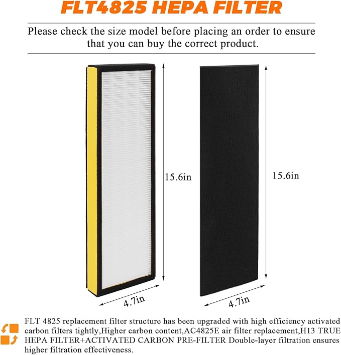 FLT4825 HEPA Filter B Replacement with G-Guardian Air Purifier Models-Replaces AC4820, AC4850,CDAP4500BAC, AC4800, AC4300 AC4900CA AC4825 AC4825E by Blutoget -2 H13 HEPA Filters 8 Carbon Pre-Filters