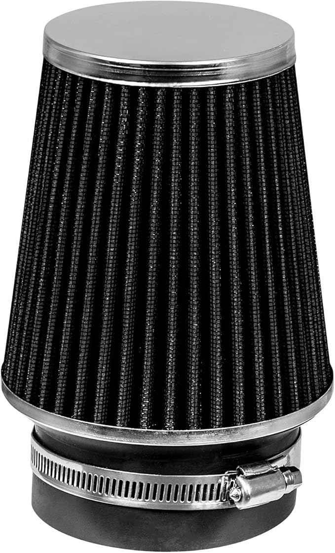 BLACK 3.5" 89 mm Inlet Narrow Air Cone Replacement Performance Washable Clamp-On Dry Air Filter