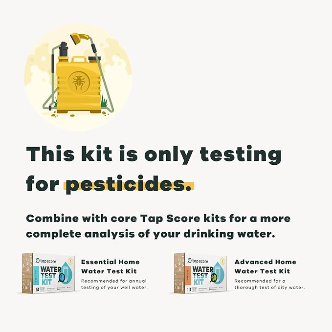 Tap Score Pesticides in Water Test Kit | Specialized EPA Certified Drinking Water Labs | #1 Best Home Water Test 2021-24 NYT Wirecutter | 100% Unbiased