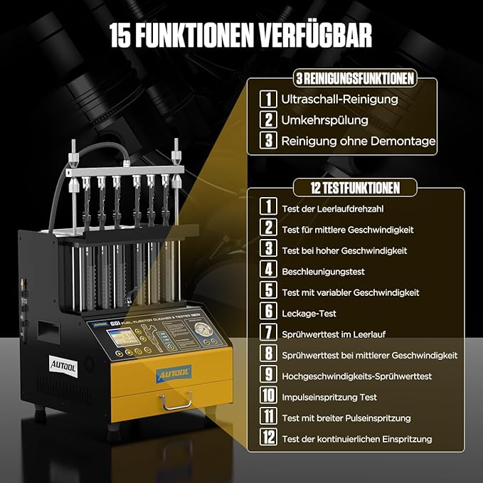 AUTOOL Automotive 6-Cylinder 110V GDI Fuel Injector Cleaning Machine,EFI Fuel Injector Cleaner Kit Tool,FSI Fuel Injector Tester Cleaner for All Petrol and Car Motorcycle