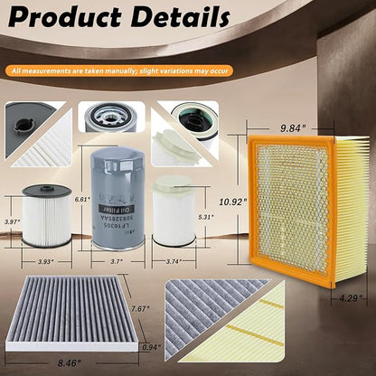 Fuel Filter Water Separator and Oil/Air Filter Set Fit for 2019-2024 Dodge Ram 2500 3500 4500 5500 6.7L Cummins Diesel Engines Replaces# 68436631AA 68157291AA 5083285AA 53034051AB 68406048AA
