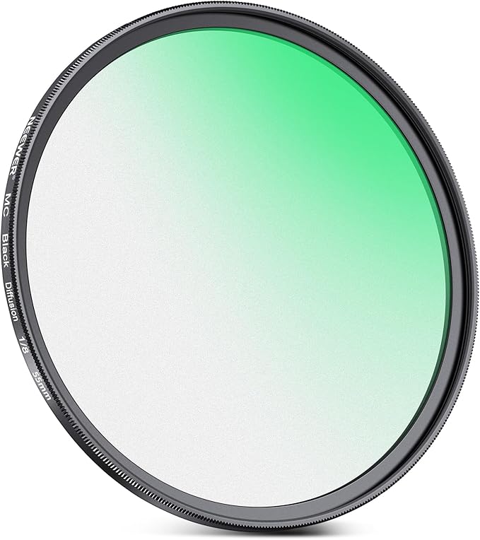 NEEWER 55mm Black Diffusion 1/8 Filter Soft Dreamy Cinematic Effect Filter Ultra Slim Water Repellent Scratch Resistant Optical Glass, Multi Nano Coatings for Video/Vlog/Portrait Photography