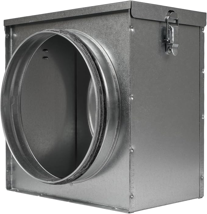 Repa Market 8" Duct Air Filter Box – Galvanized Steel Inline Dryer Filter Housing for Round Duct - EPDM Rubber Gaskets – Easily Serviceable Lint Trap – Intake Ventilation, Home Improvement