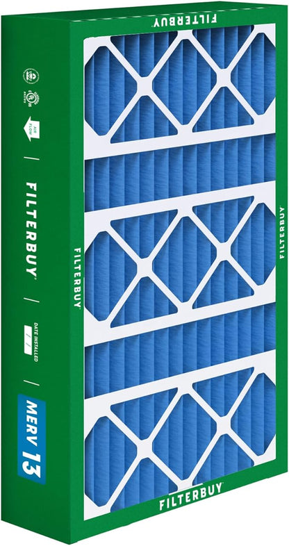 Filterbuy 15.75x27.63x3.50 Air Filter MERV 13 Optimal Smoke & Allergy Defense (4-Pack), Pleated HVAC AC Furnace Filters for AprilAire Space-Gard 104 & 2140 (Actual Size: 15.69 x 27.56 x 3.50)