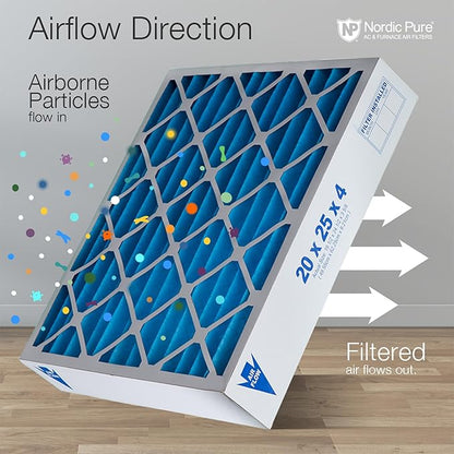 Nordic Pure 16x20x4 (Actual Size: 15 1/2 x 19 1/2 x 3 5/8) Pleated MERV 7 Air Filters 6 Pack