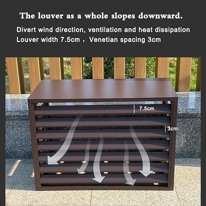 Aluminum Air Conditioner Fence Set of 2, Louvered Outdoor AC Unit Cover, Decorative Privacy Screen, Weatherproof and Anti-Theft (Black 110x60x80cm/43x24x32in)