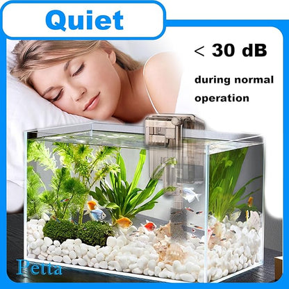 Hang on Back Fish Tank Filter for 3-5 Gallon Aquariums with Surface Skimmer, HOB Filter (A-1) for Efficient and Silent Operation, 53GPH(200L/H), 3W, 1 Pre-Filter Sponge, 1 Filter Pad