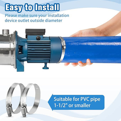 MYFAMIREA 1.5 IN x 30 FT Pool Backwash Hose Heavy Duty Drain Discharge Double PVC Layflat Hose with 2 Clamps, Weatherproof Burst Resistant for Water Transfer, Sump Pump, Pool Filter, Drain (9.2M,Blue)