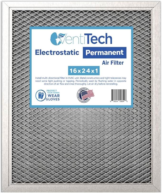 16x24x1 Washable Electrostatic Air Filter. Reusable HVAC & Furnace Air Filter
