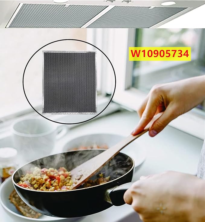 W10905734 Range Hood Filter Part Replacement for whirlpool range hood charcoal filter AP6050126, 4533728, PS12070219,charcoal filter w10905734 (2 pack,double-sided)