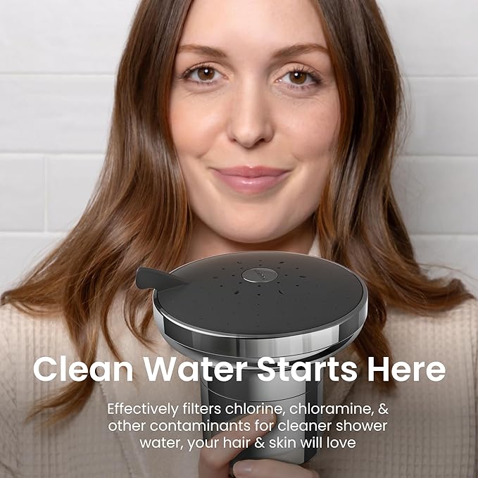 AquaTru Shower - High Pressure Shower Filter Removes Impurities from Hard Water to Support Healthy Skin, Scalp, Hair, Reduce Breakage, and Enhance Your Beauty and Self-Care Routine (Polished Chrome)